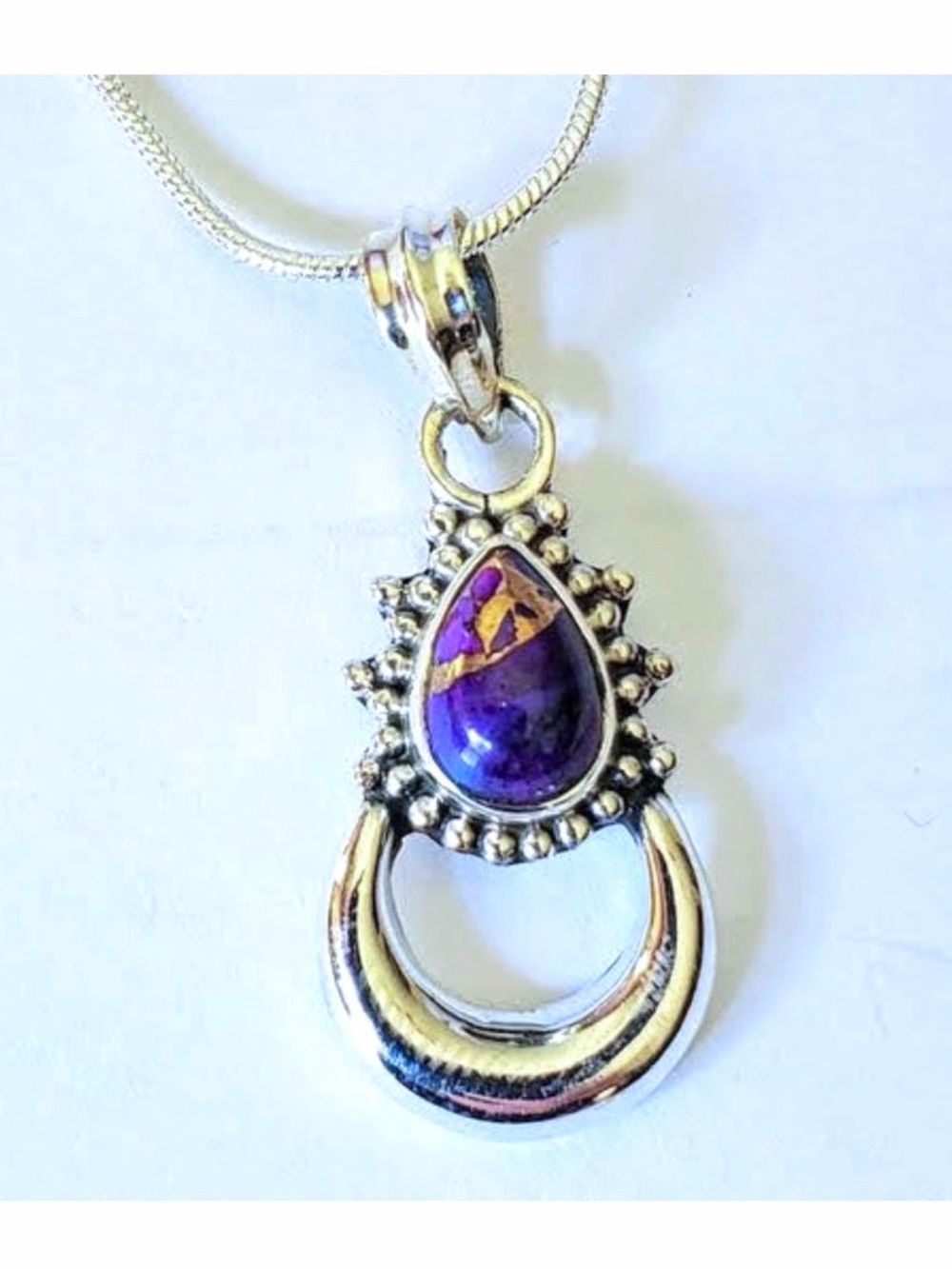 Arizona Purple Copper Turquoise Sterling Necklace